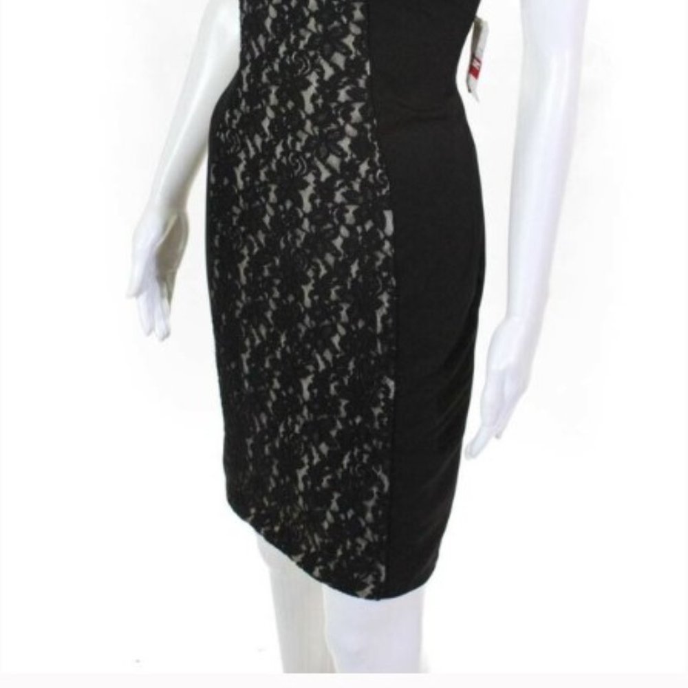 Alexia Admor Lace Contrast Sheath Dress Black XS - Picture 2 of 7